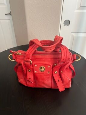 Marc Jacobs Red Leather Satchel with Gold Hardware